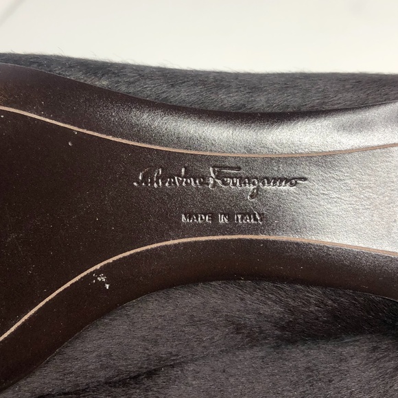 Salvatore Ferragamo Brown Calf Hair Bow Front Flat - Picture 7 of 10